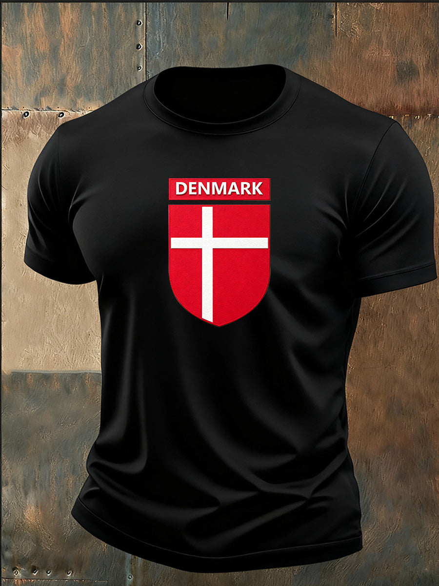 Mænds casual T-shirt med dansk print