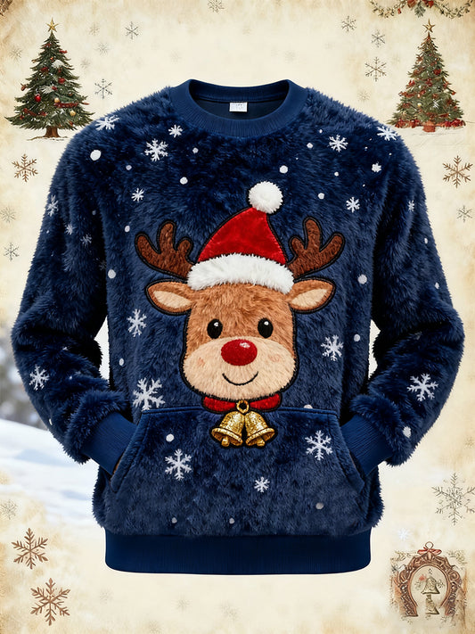 Mænds jul søde rensdyr kunst Flannel Sweatshirt
