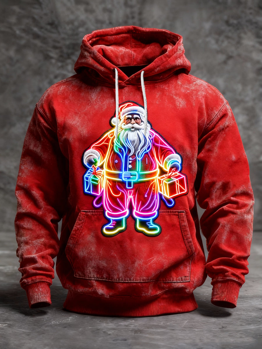 Retro jul neon Santa Casual Hoodie.
