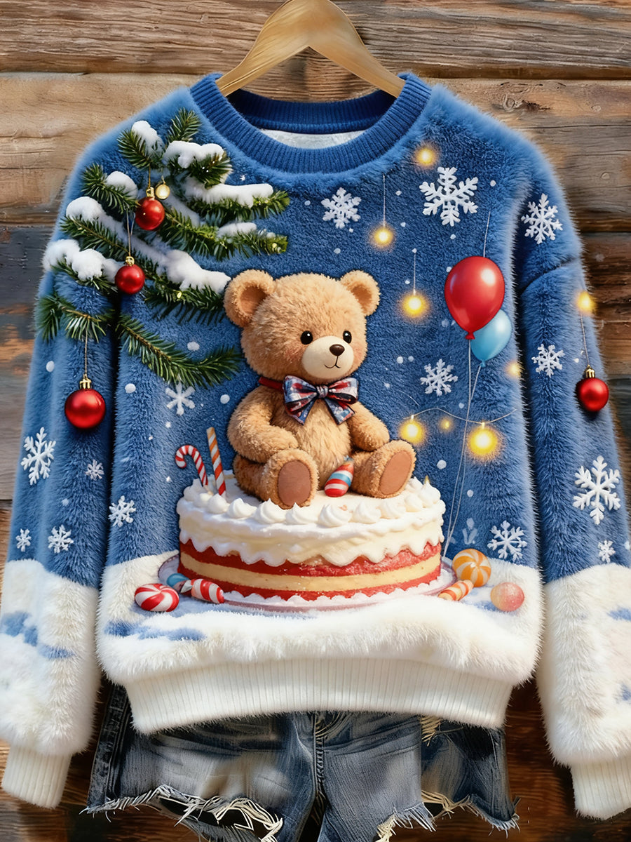 Kvinders Retro Animal Christmas Art Print Casual Flannel Toppe