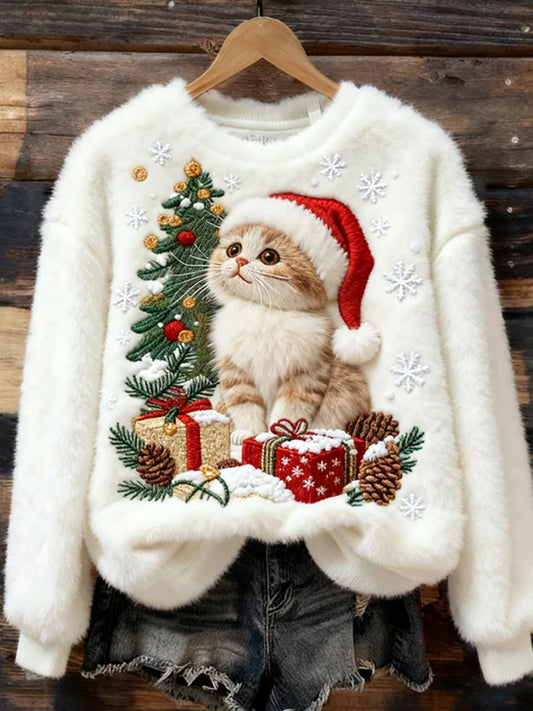 Kvinders Retro Animal Art Print Komfortabel Flannel Sweatshirt