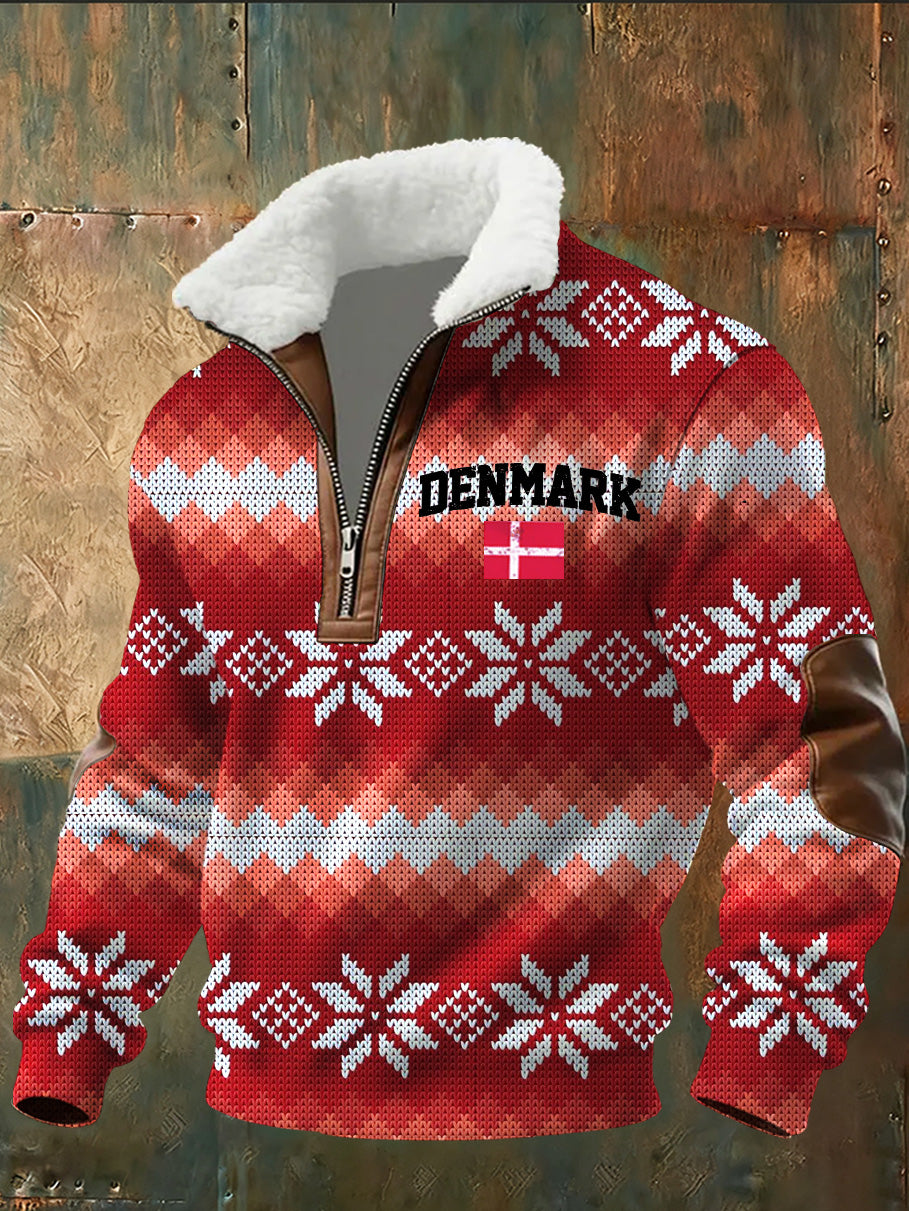 Mænds danske Tryk stativ krave Sweatshirt