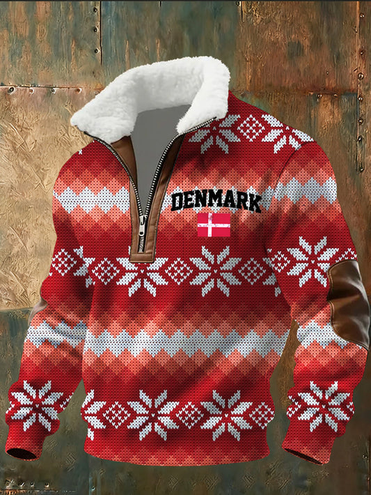 Mænds danske Tryk stativ krave Sweatshirt