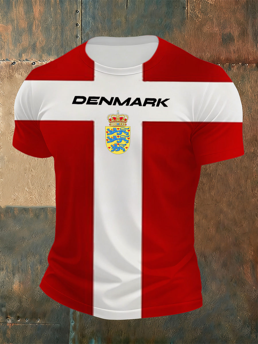 Mænds danske Print Casual T-shirt