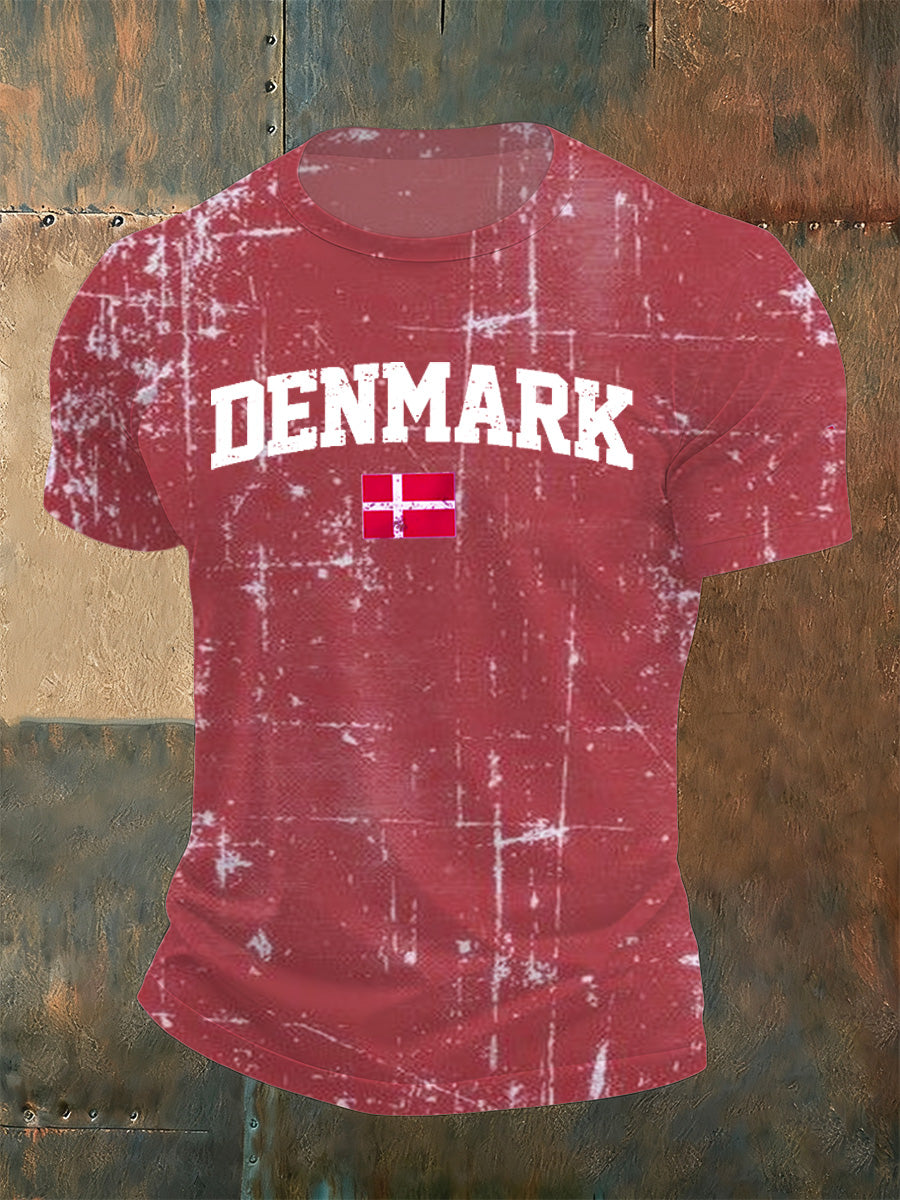 Mænds danske Print Casual T-shirt