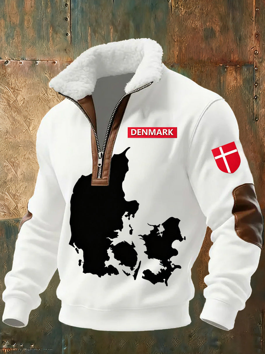 Mænds danske Tryk stativ krave Sweatshirt