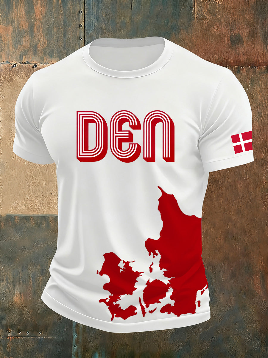 Mænds danske Print Casual T-shirt