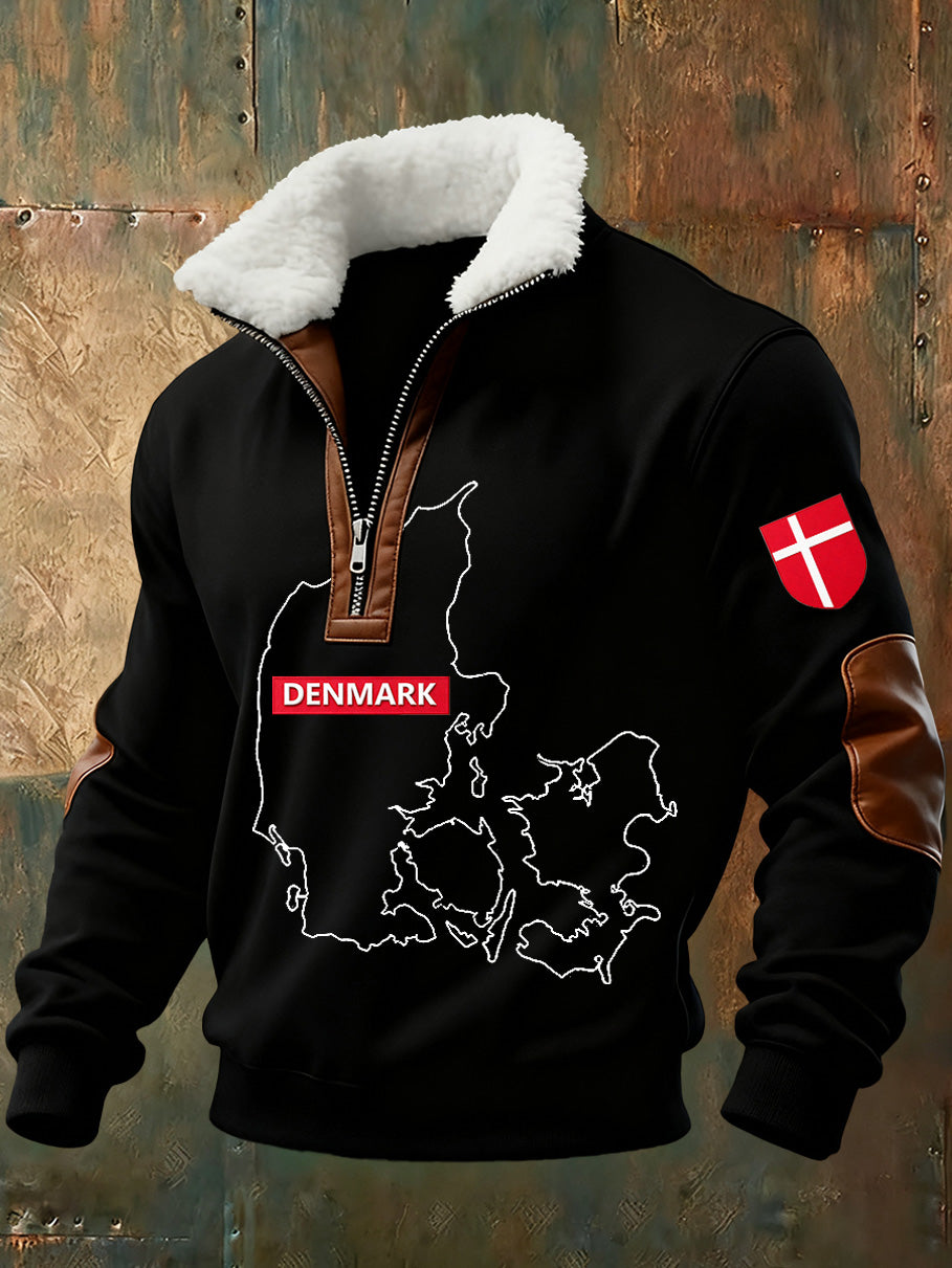 Mænds danske Tryk stativ krave Sweatshirt