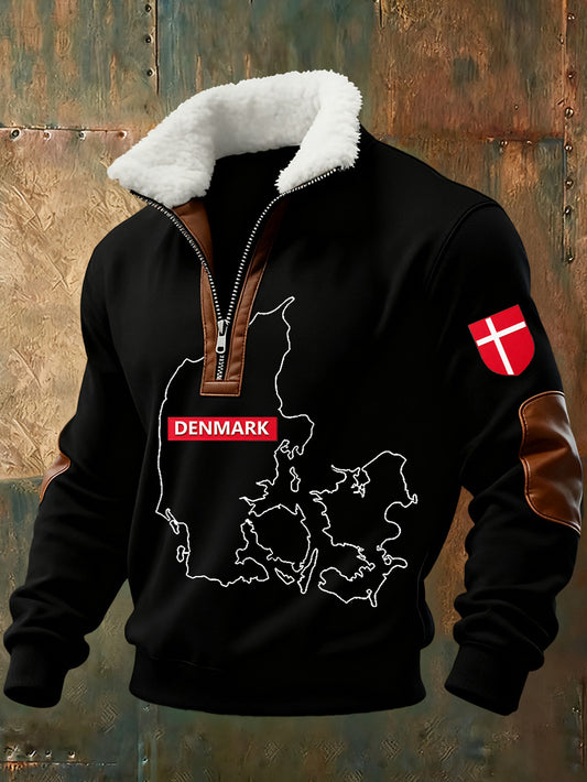 Mænds danske Tryk stativ krave Sweatshirt