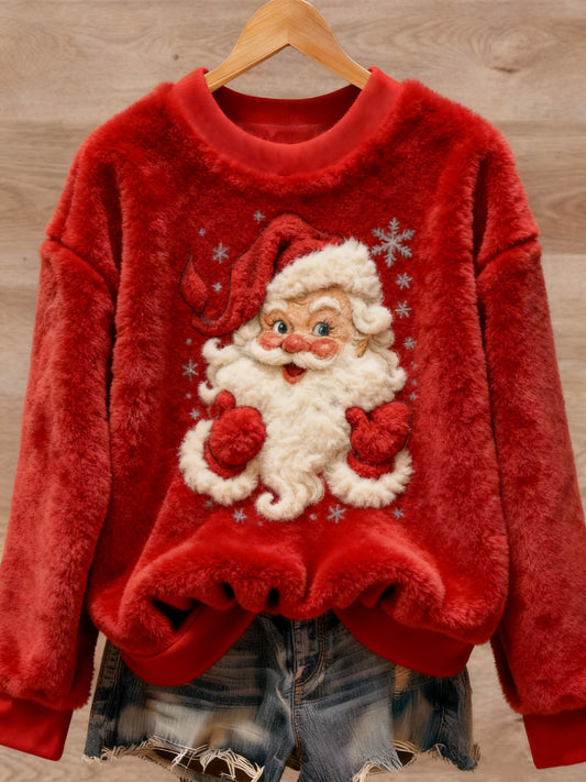 Kvinders jul kunst Print Casual Flannel Sweater.