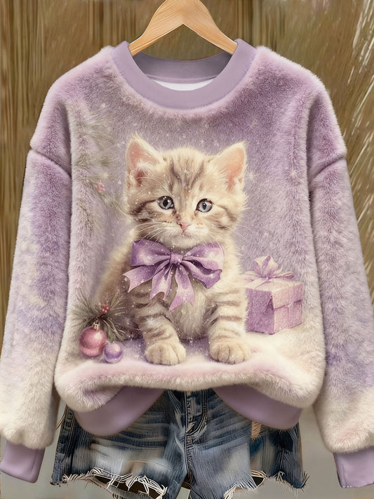 Kvinders lilla kunst jul Alzheimers bevidsthed Trykt sweatshirt