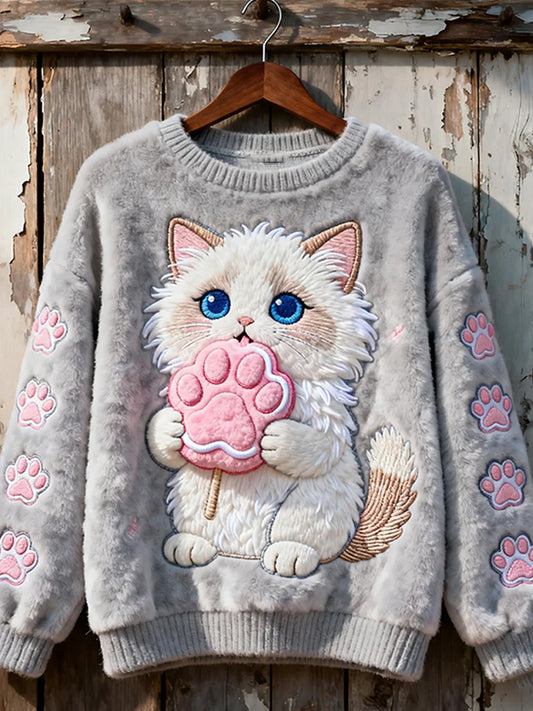 Kvinders Retro Animal Christmas Art Print Casual Flannel Toppe