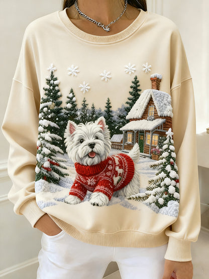 Kvinders Retro Jule Animal Art Print Komfortable Toppe