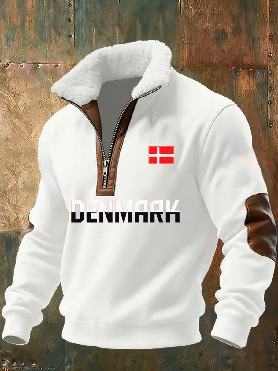 Mænds danske Tryk stativ krave Sweatshirt