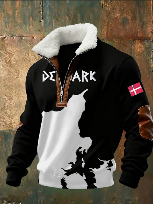 Mænds danske Tryk stativ krave Sweatshirt