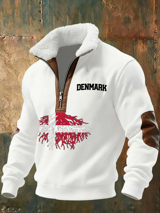 Mænds danske Tryk stativ krave Sweatshirt