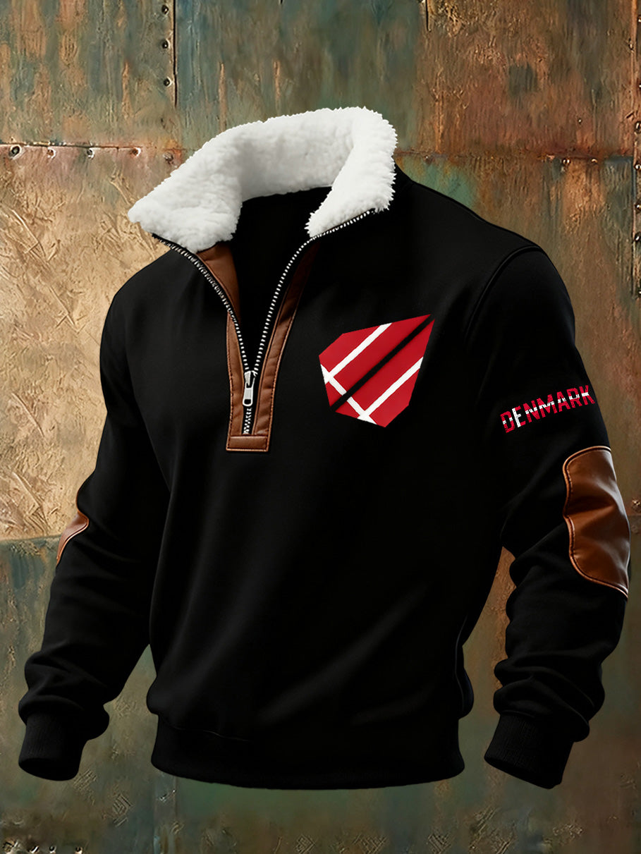 Mænds danske Tryk stativ krave Sweatshirt