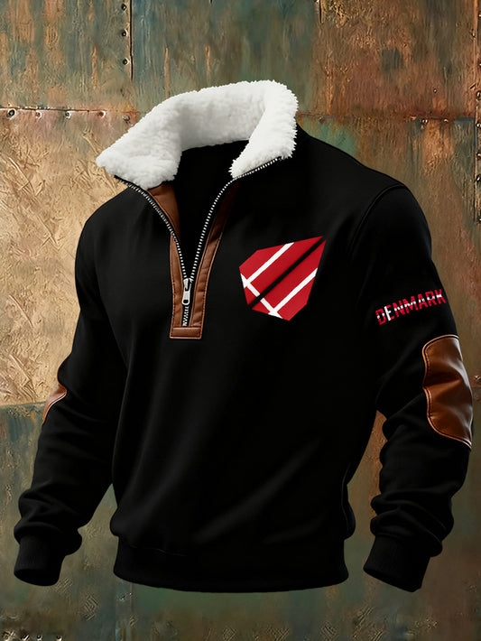 Mænds danske Tryk stativ krave Sweatshirt