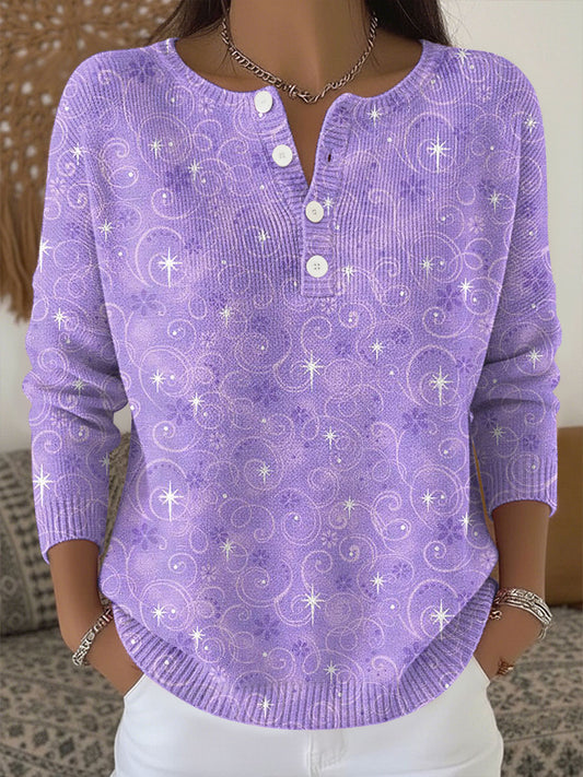 Kvinders lilla kunst Print Strik Toppe