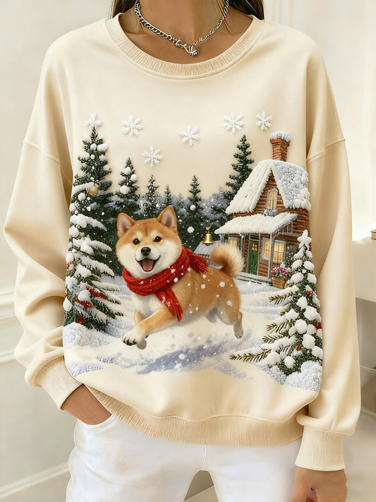 Kvinders Retro Animal Art Print Komfortable Toppe