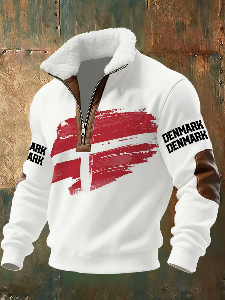 Mænds danske Tryk stativ krave Sweatshirt