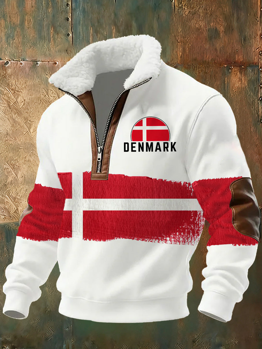 Mænds danske Tryk stativ krave Sweatshirt