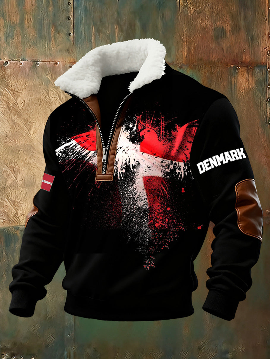 Mænds danske Tryk stativ krave Sweatshirt