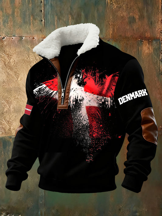 Mænds danske Tryk stativ krave Sweatshirt