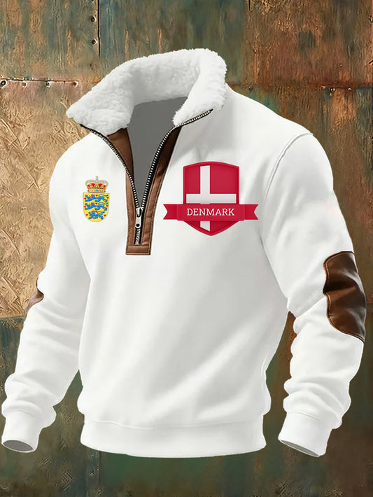 Mænds danske Tryk stativ krave Sweatshirt