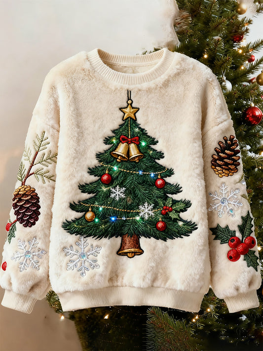 Kvinders Retro Animal Christmas Art Print Casual Flannel Toppe