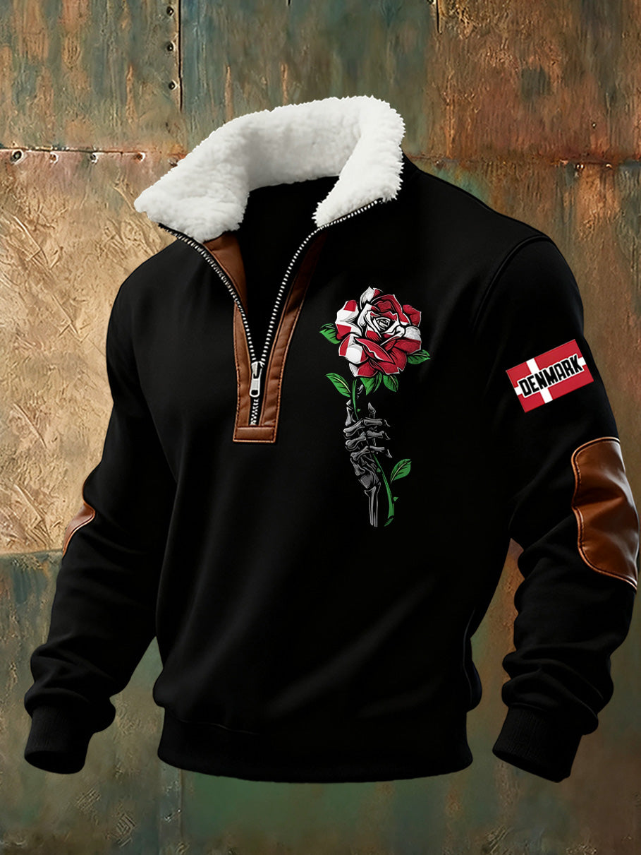 Mænds danske Tryk stativ krave Sweatshirt