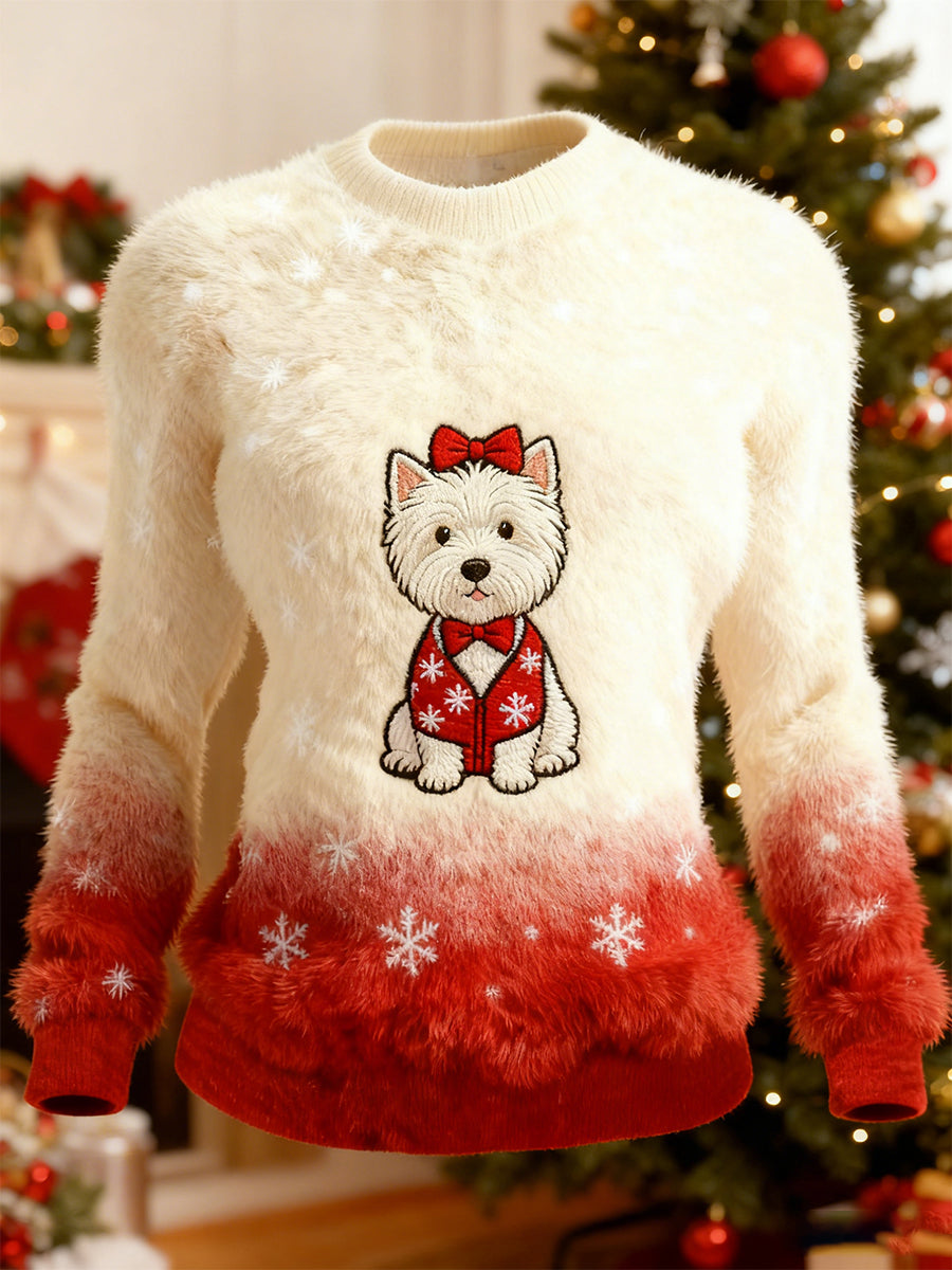 Kvinders Retro Animal Christmas Art Print Casual Flannel Toppe