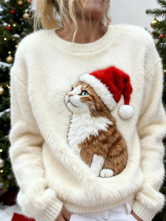 Kvinders Retro Animal Christmas Art Print Casual Flannel Toppe