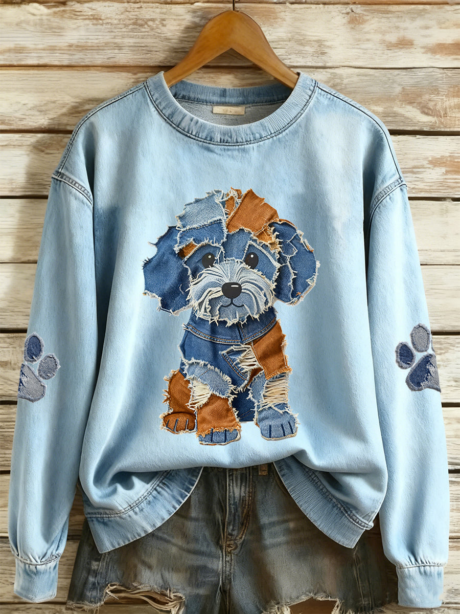 Kvinders Cowboy Collage Animal Trykket langærmet Sweatshirt
