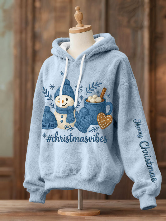 Kvinders jul Snemand Fleece Hoodies