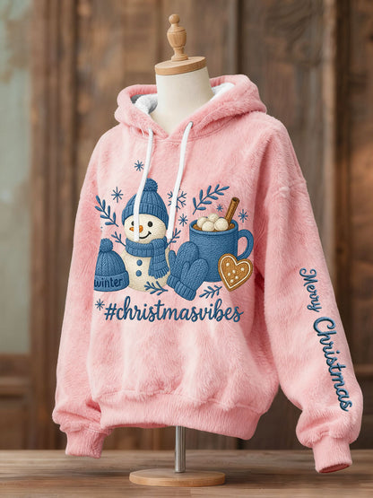 Kvinders jul Snemand Fleece Hoodies