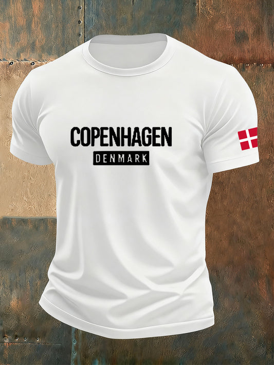 Mænds danske Print Casual T-shirt