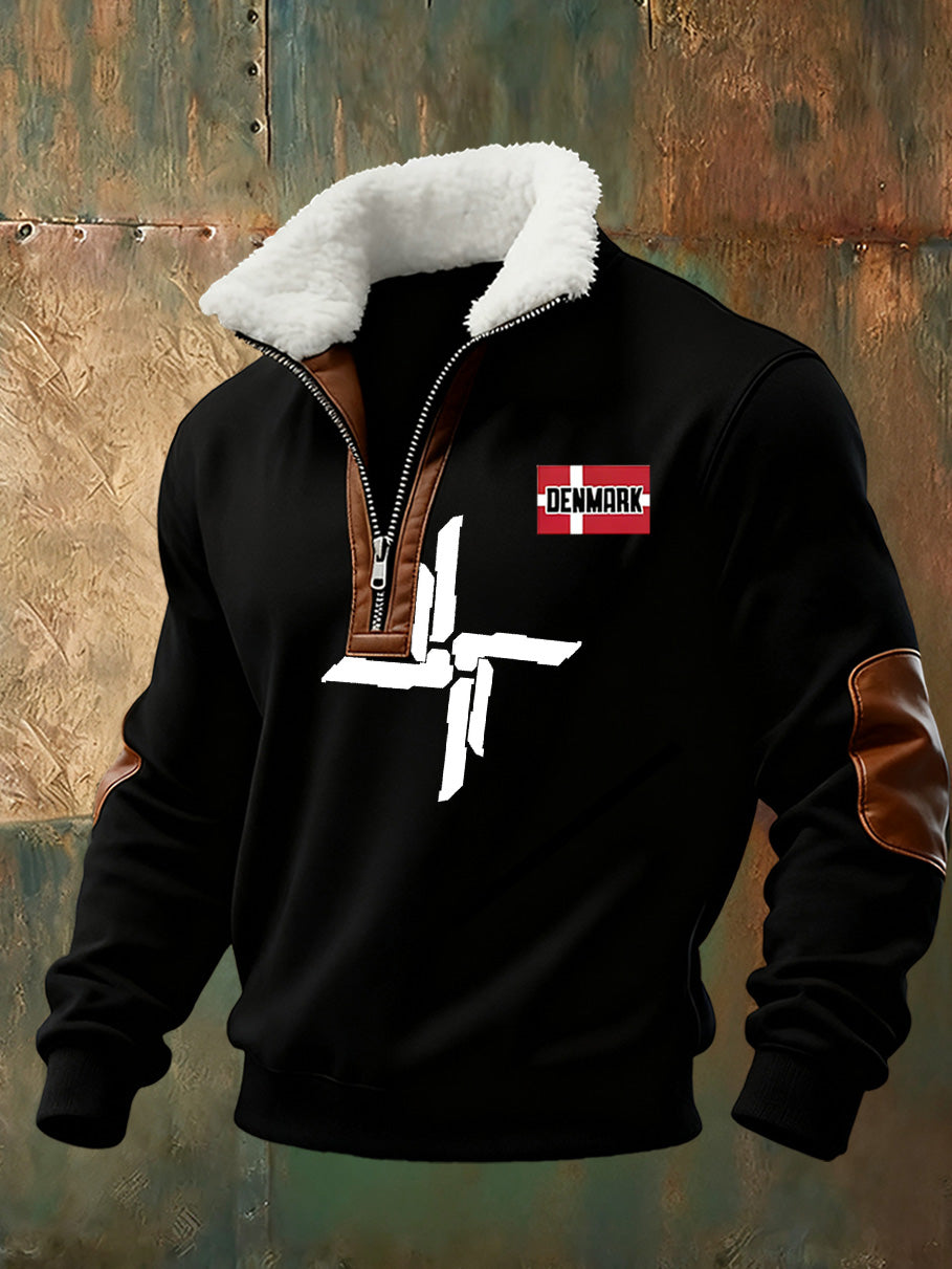 Mænds danske Tryk stativ krave Sweatshirt