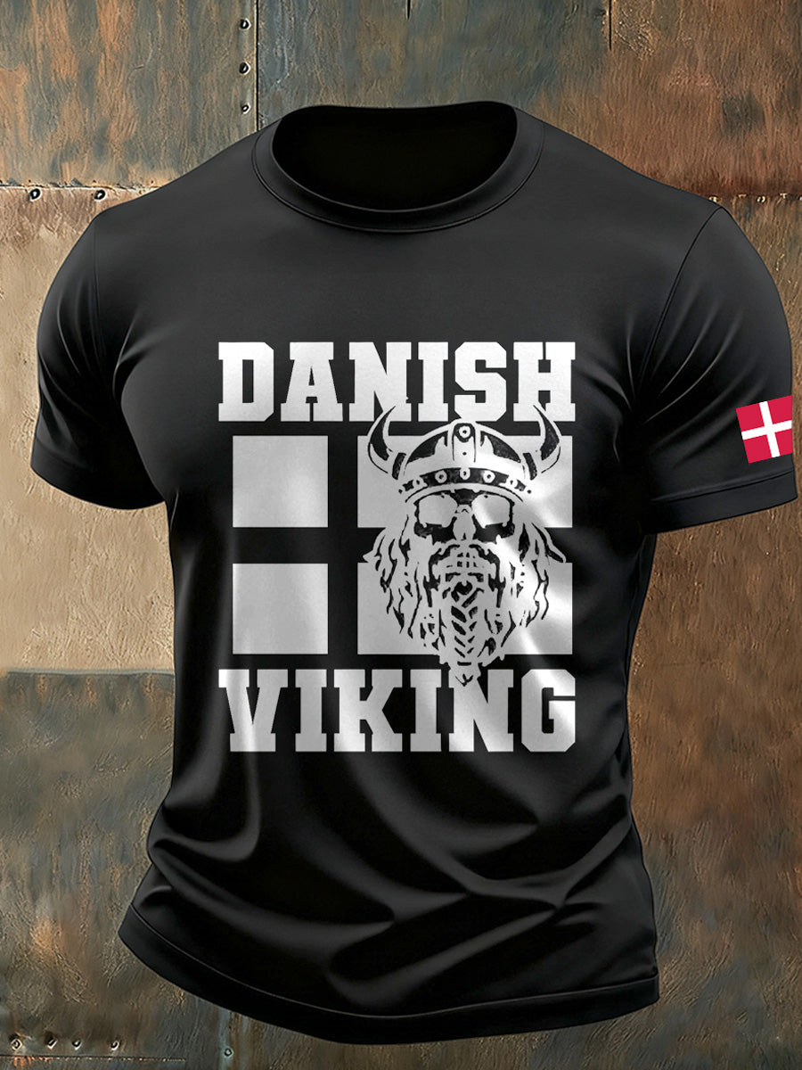 Mænds danske Print Casual T-shirt
