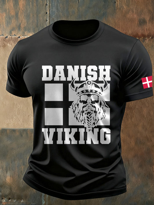 Mænds danske Print Casual T-shirt