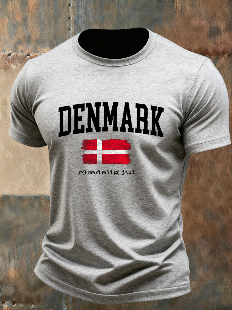 Mænds danske Print Casual T-shirt