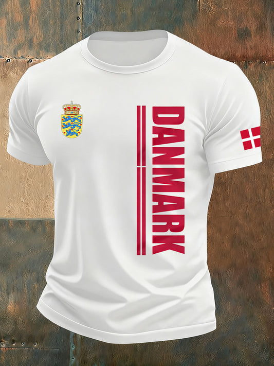 Mænds danske Print Casual T-shirt