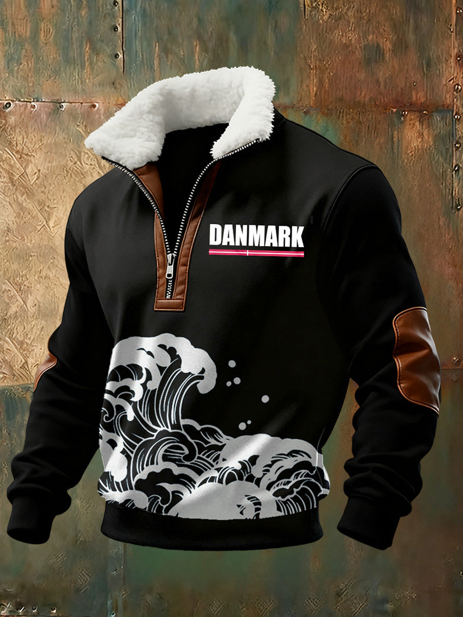 Mænds danske Tryk stativ krave Sweatshirt