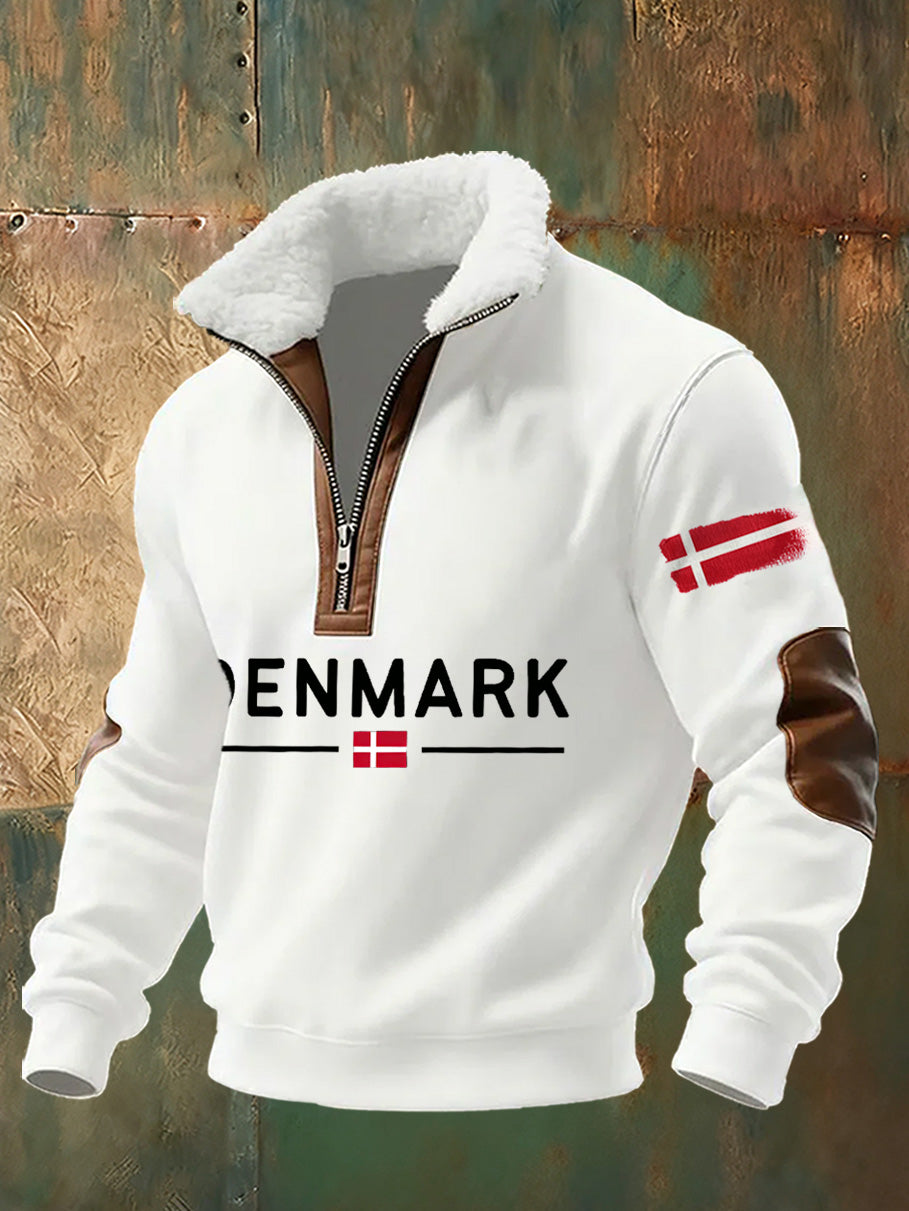 Mænds danske Tryk stativ krave Sweatshirt