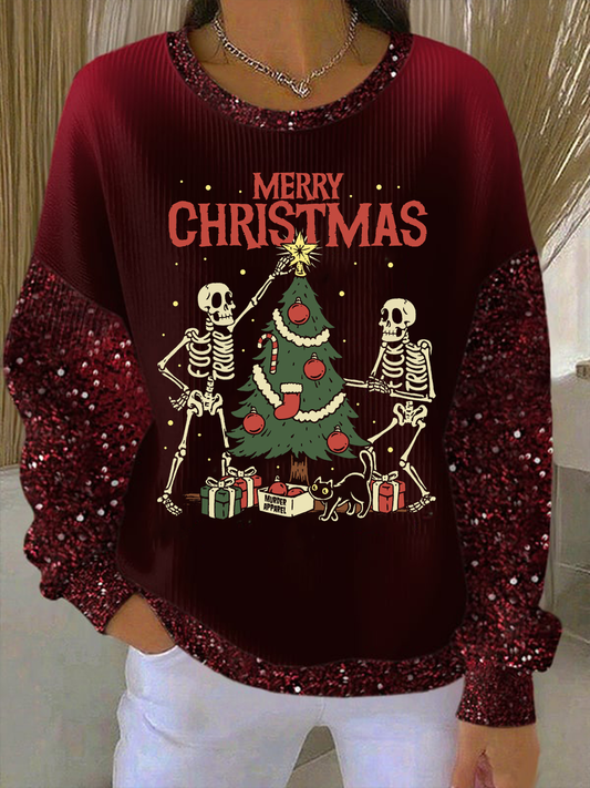 Kvinders FDT Jule Ribbet rund hals sweatshirt