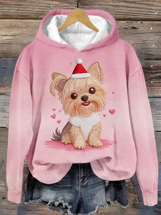 Kvinders hund jul kunst trykt Regelmæssig Sweatshirt