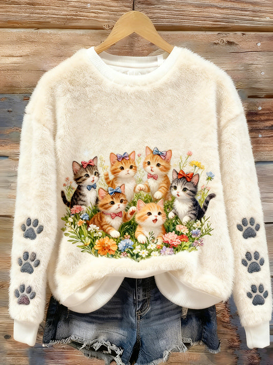 Kvinders Retro Animal Art Print Casual Flannel øverst