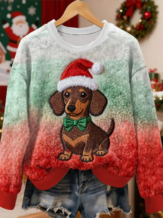 Kvinders jul søde hund mønster Flannel Hoodie Flannel