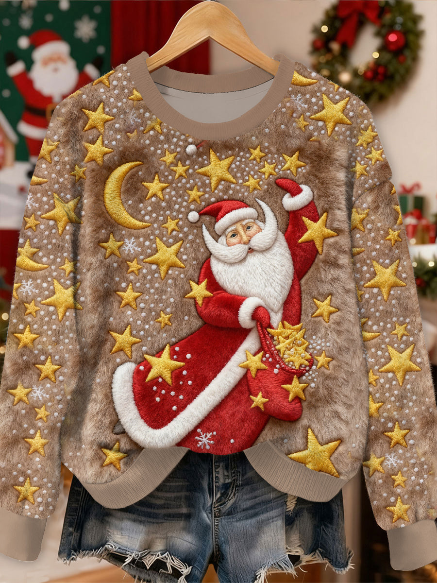 Smukke julemand trykket Casual Lang ærmet Sweatshirt
