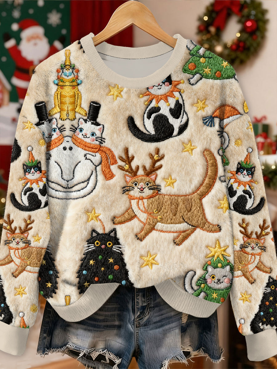 Gorgeous Christmas Animal Print Casual Lang ærmet Sweatshirt